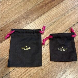Kate Spade brown & pink accessory earring ring jewelry pouch bag baggie 2 sizes